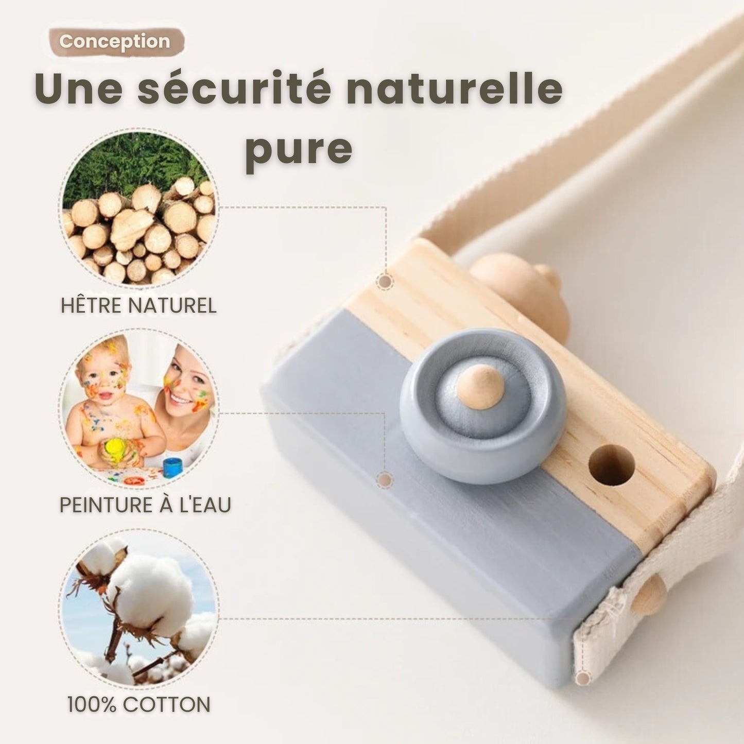 Appareil Photo Montessori en Bois pour Enfants - Éveil Créatif