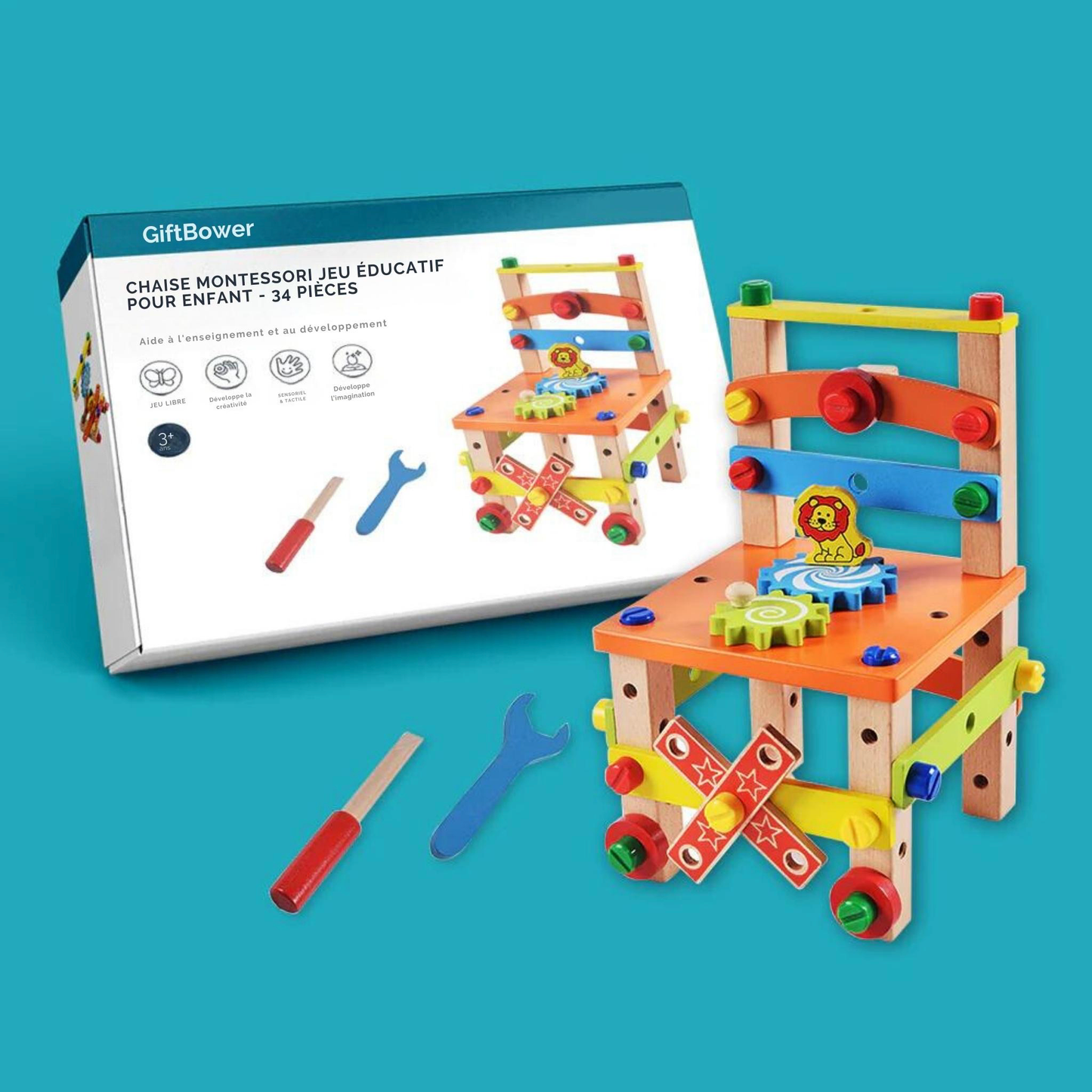 Chaise Montessori BricoKid - Jeu Éducatif et Créatif pour Enfants, 34 Pièces