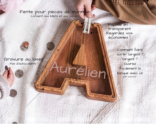 Tirelire en bois Lettre