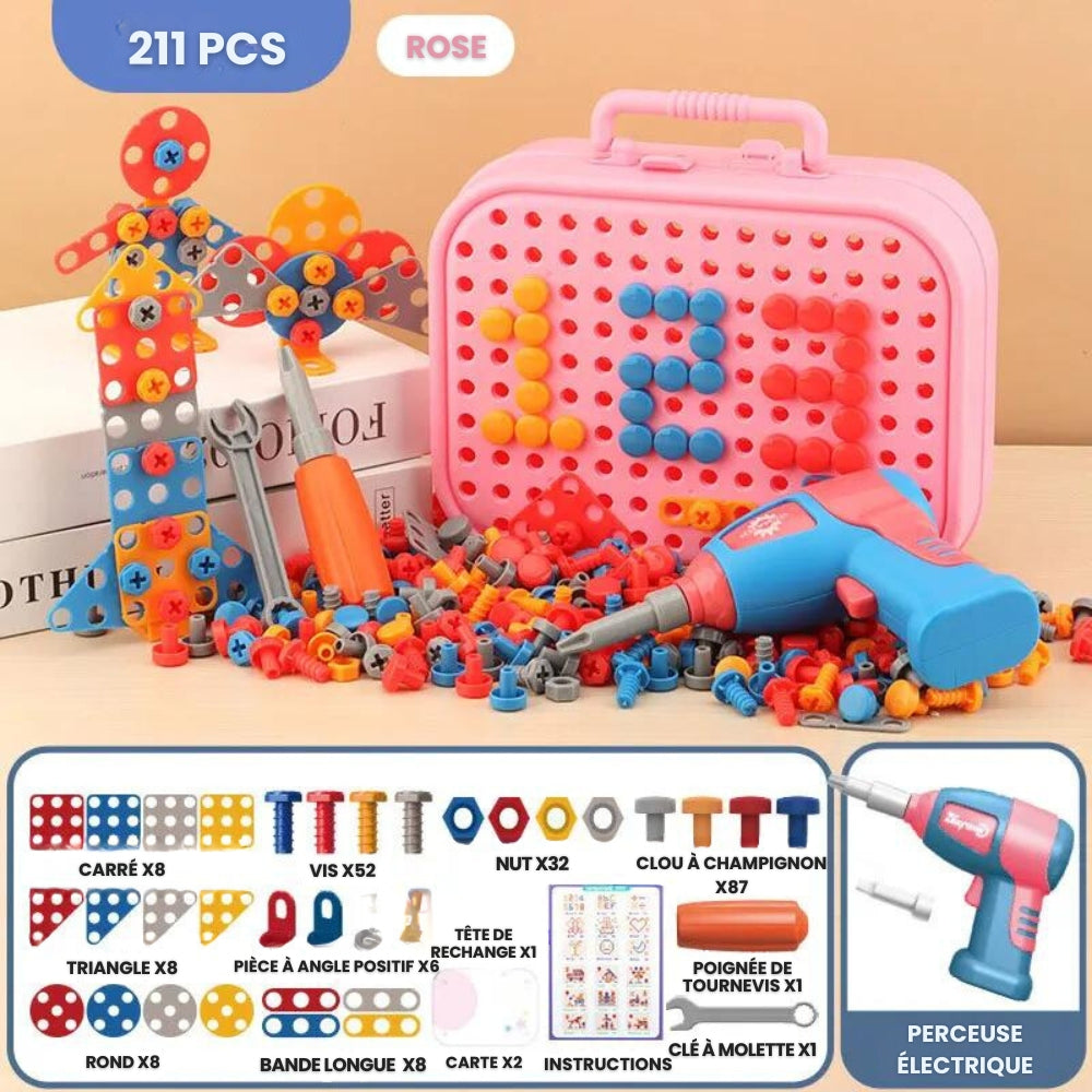Boîte à 211 Outils Électrique Montessori - Éveil Créatif et Construction