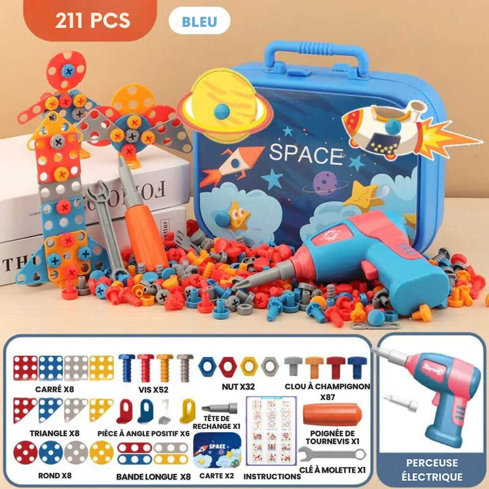 Boîte à 211 Outils Électrique Montessori - Éveil Créatif et Construction