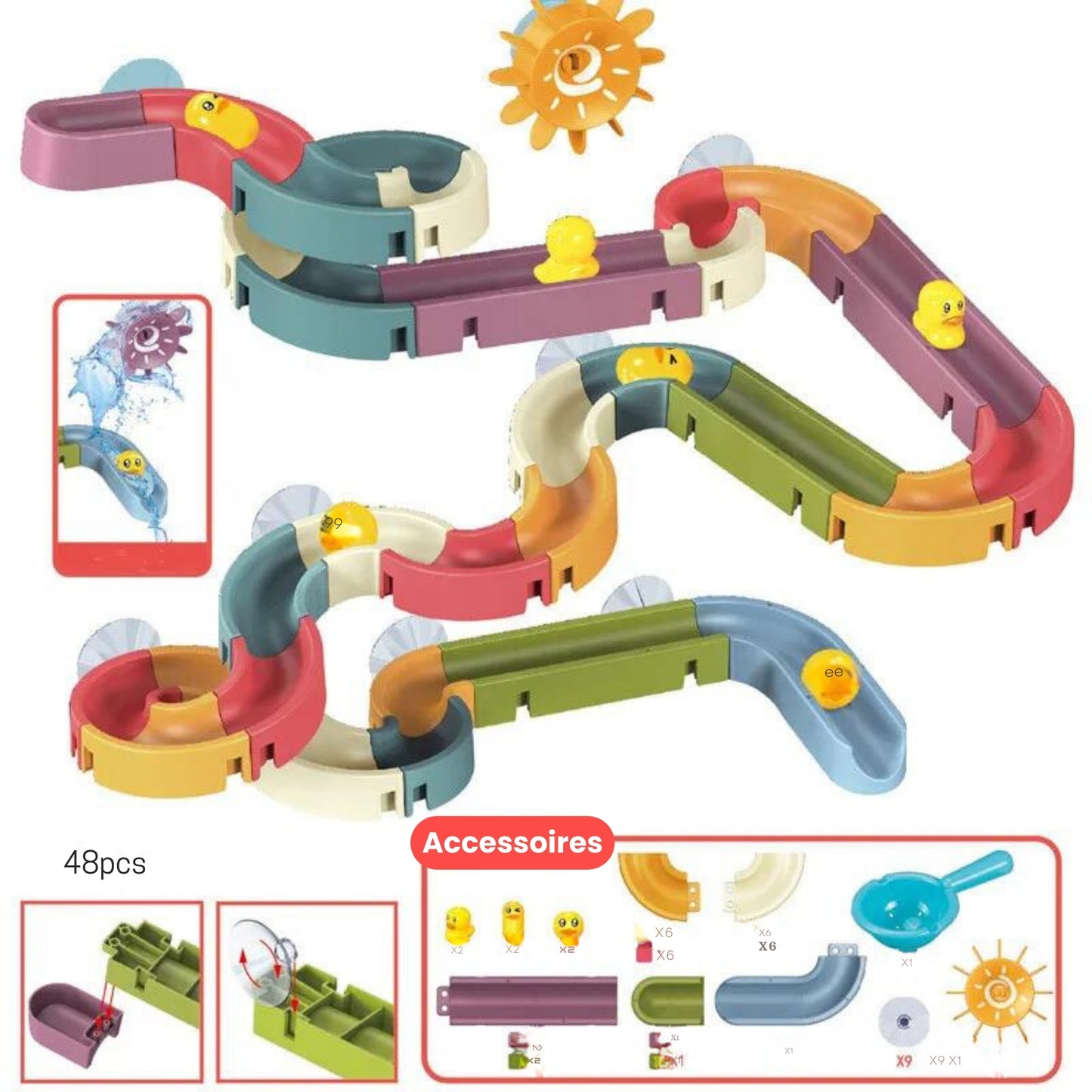 Jouet de bain Montessori toboggan de canard - Plaisir et Éveil pour les Tout-Petits