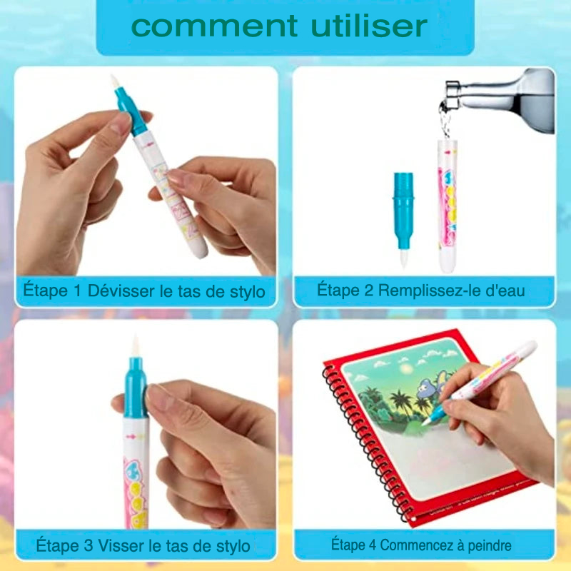 Livre de Coloriage Magique à l'Eau pour Enfants - AquaBook Réutilisable et Éducatif