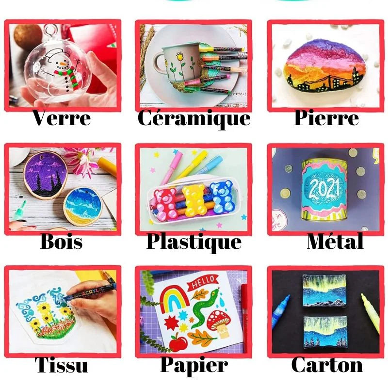 Kit de feutres Acryliques de Précisions - Couleurs Vibrantes et Résistantes