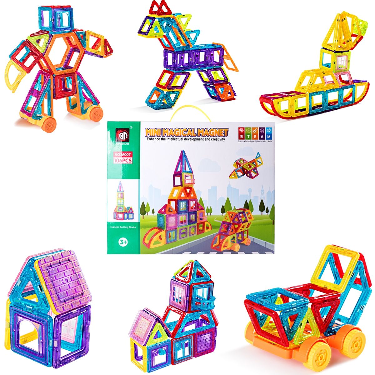 Jeu de Construction Magnétique - Blocs Aimantés pour Enfants - Coffret Cadeau Créatif et Éducatif
