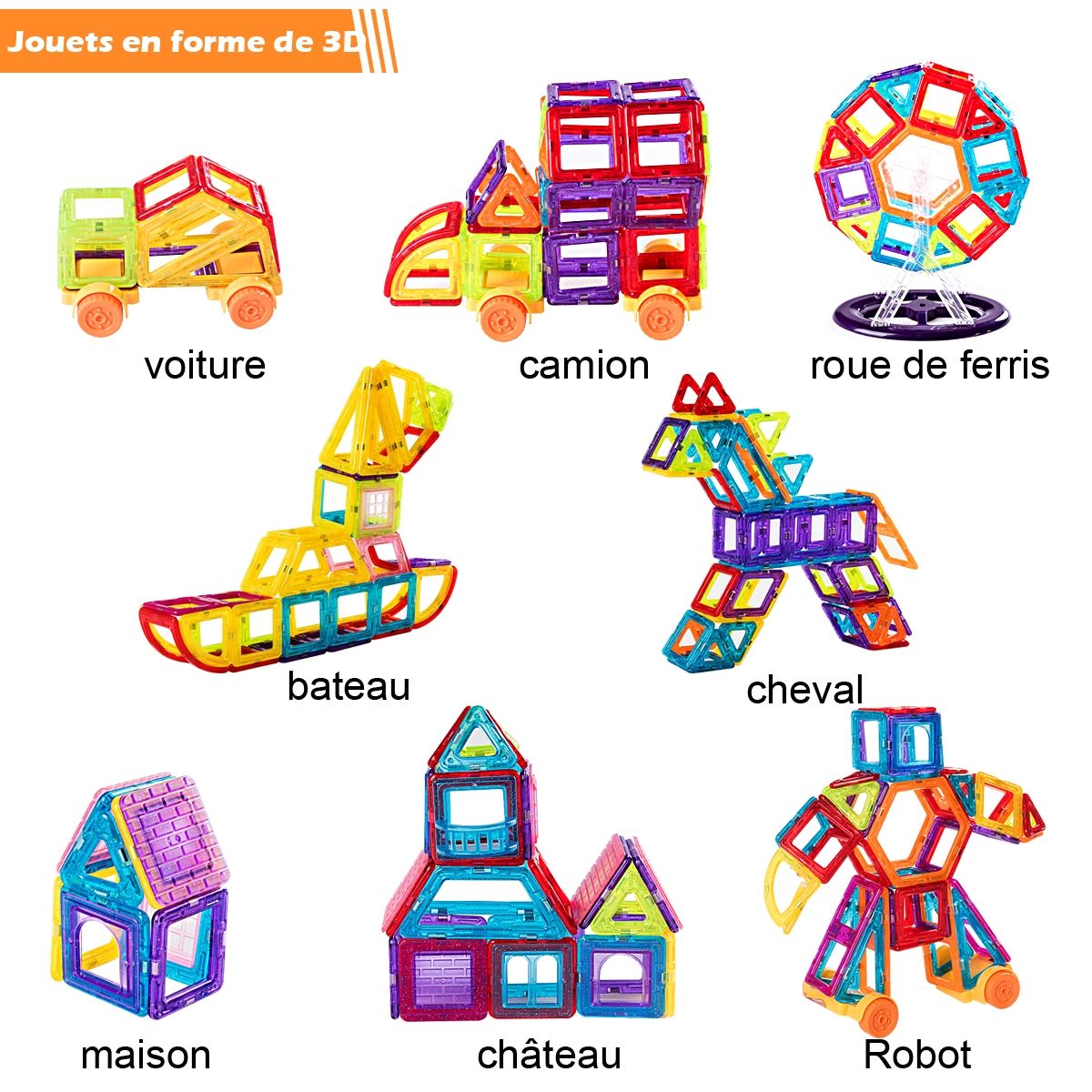 Jeu de Construction Magnétique - Blocs Aimantés pour Enfants - Coffret Cadeau Créatif et Éducatif