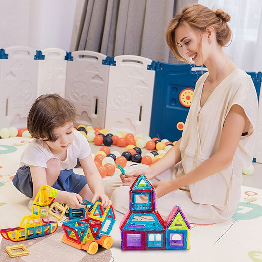 Jeu de Construction Magnétique - Blocs Aimantés pour Enfants - Coffret Cadeau Créatif et Éducatif